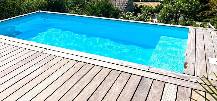 Piscine container acier CORTEN 6 m – Piscine hors-sol avec pompe à chaleur