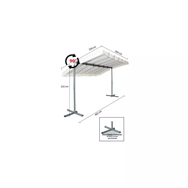 TONNELLE ALU + TOILE ORIENTABLE 9M2