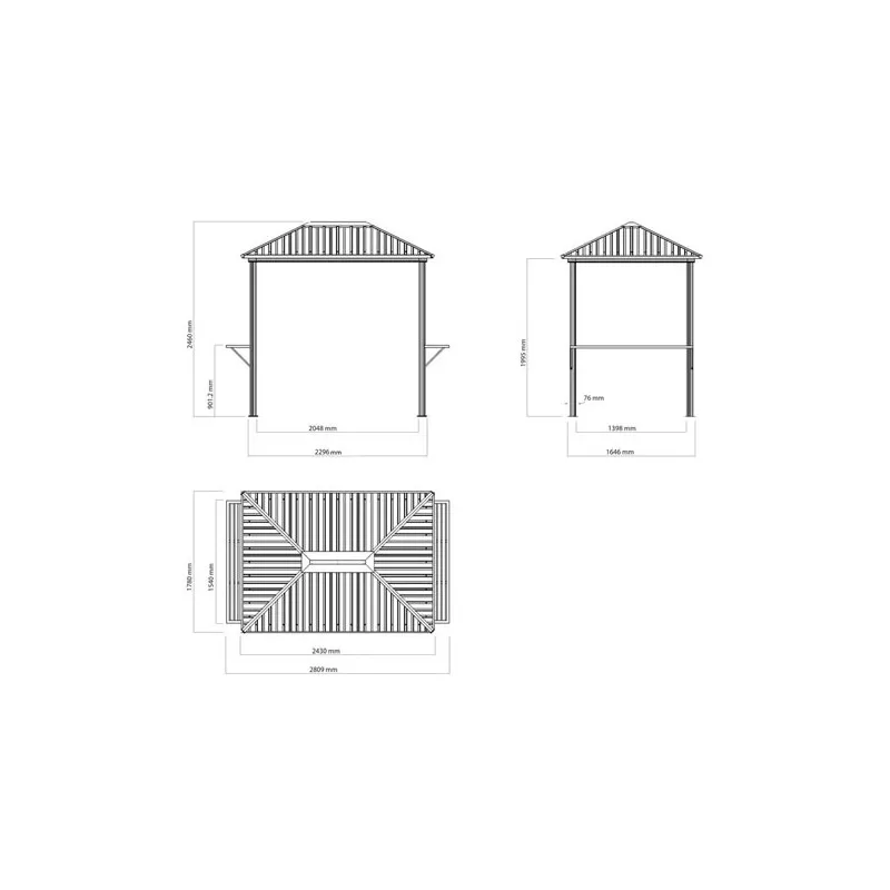 TONNELLE ALU TOIT ACIER 4.33m2
