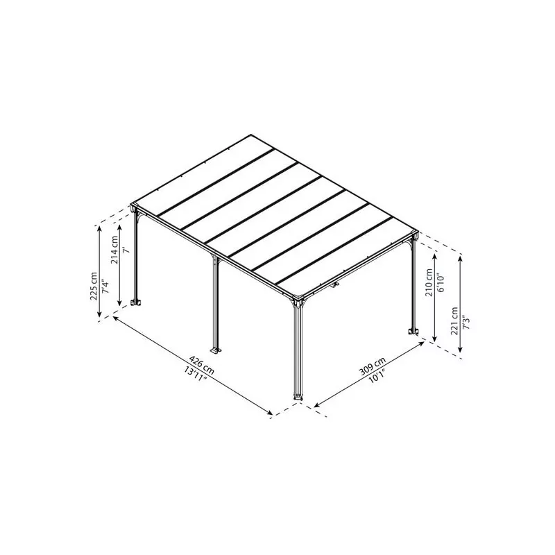 Tonnelle Alu – Toit Rigide 13 M2