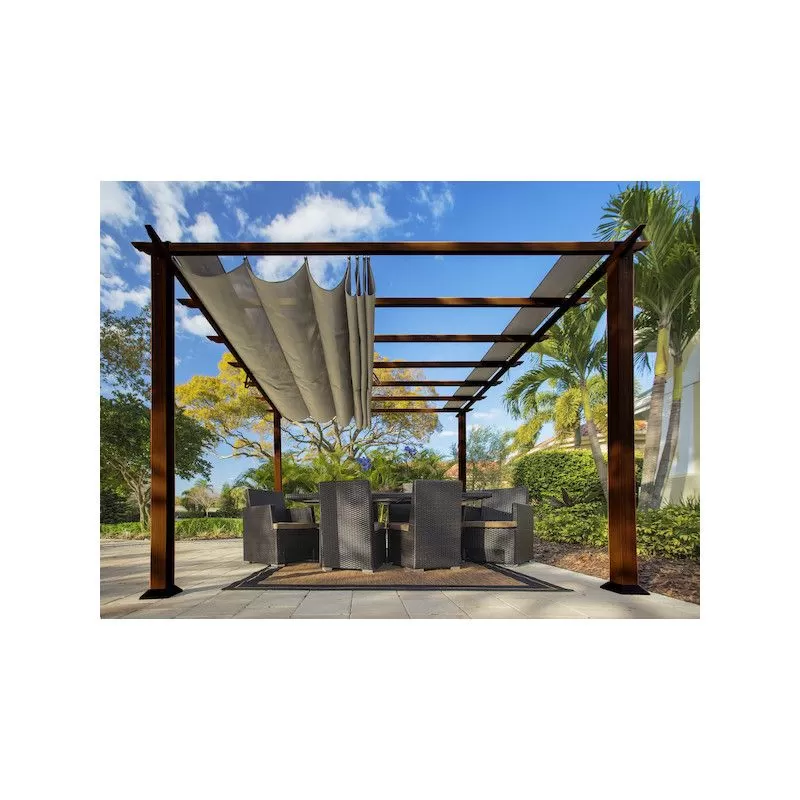 TONNELLE ALU ASPECT BOIS 12 M2